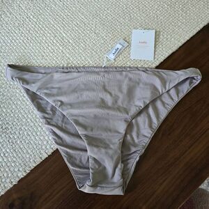 Andie Cheeky Swim Bottoms Women's Large Stone Gray Lined Summer Beach Preppy‎